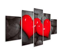 islandburner Quadri Moderni Trova Il Concetto di Amore. Due Cuori Rossi di Molti Bianco e Nero. Stampa su Tela - Quadro x poltrone Salotto Cucina mobili Ufficio casa - Fotografica Formato XXL DQI