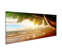 islandburner Quadro Moderno Caraibi Palma Mare Sole Spiaggia Stampa su Tela - Quadro x poltrone Salotto Cucina mobili Ufficio casa - Fotografica Formato XXL