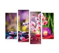 islandburner Quadro Moderno Pietre Massaggio Benessere Feng Shui con Orchidee di bambù Spa Stampa su Tela - Quadro x poltrone Salotto Cucina mobili Ufficio casa - Fotografica Formato XXL