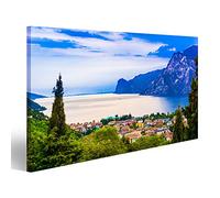 islandburner, Quadro Moderno Riva del Garda. Lago di Montagna Lago di Garda x Salotto Cucina Ufficio Casa Stampe su Tela PQV-1P-DE2