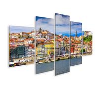 islandburner, Quadro Moderno Skyline della Città Vecchia di Porto Portogallo dall'altra Parte del Fiume Douro Stampa su Tela Quadri x Salotto Cucina mobili Ufficio casa RND