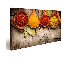 islandburner, Quadro moderno Spezie ed erbe aromatiche Curry, zafferano, curcuma, cannella su