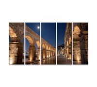 islandburner Quadro su tela Acquedotto romano illuminato di notte - 5 pezzi XXL