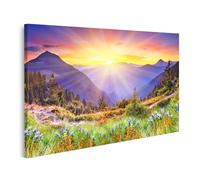 islandburner Quadro su tela Alba Sopra Il Paese di Montagna Fioritura Immagini Poster