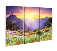 islandburner Quadro su tela Alba Sopra Il Paese di Montagna Fioritura Immagini Poster