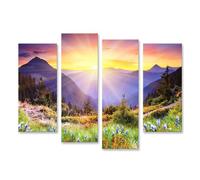 islandburner Quadro su tela Alba Sopra Il Paese di Montagna Fioritura Immagini Poster
