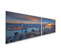 islandburner Quadro su Tela Alba Sopra La città Skyline E Acqua Immagini Poster