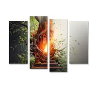 islandburner Quadro su tela Albero dei segreti luminosi nella foresta digitale della magia - Tela 130 x 80 cm - 4 pezzi