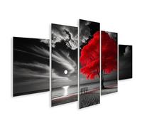 islandburner Quadro su tela Albero Rosso su una spiaggia illuminata dalla luna in bianco e nero, Immagini, Poster