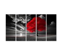 islandburner Quadro su tela Albero Rosso su una spiaggia illuminata dalla luna in bianco e nero, Poster da parete