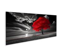 islandburner Quadro su tela Albero Rosso su una spiaggia illuminata dalla luna in bianco e nero quadri murali Poster