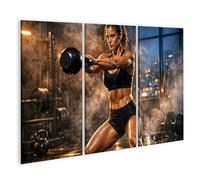 islandburner Quadro su tela allenamento della forza con kettlebell in palestra per donne - 3 pezzi