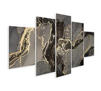 islandburner Quadro su tela Alta risoluzione. Lussuoso dipinto astratto d'arte fluida in tecnica mista di colori grigio e nero oro Quadri Stampe Arte Poster Murale