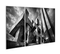 islandburner Quadro su tela Architettura moderna in bianco e nero Forme geometriche e vetro - 3 pezzi