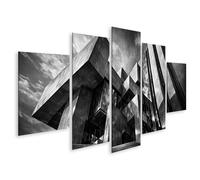 islandburner Quadro su tela Architettura moderna in bianco e nero Forme geometriche e vetro - 5 pezzi