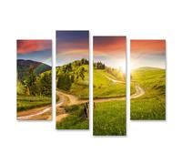 islandburner Quadro su tela Arcobaleno Sopra il paesaggio collinare al tramonto Immagini murali Poster