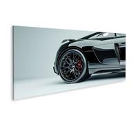 islandburner Quadro su tela, auto sportiva nera con un design elegante e cerchi moderni, per gli appassionati di garage e concessioni automobilistiche