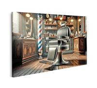 islandburner Quadro su tela Barbiere Shop Arredamento con una sedia da parrucchiere classica imbottita al centro Immagini murali Poster