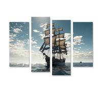 islandburner Quadro su tela Barca a vela sotto le nuvole sul vasto oceano immagini murali poster