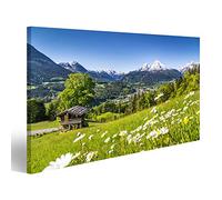 islandburner, Quadro su Tela Bellissimo Paesaggio di Montagna nelle Alpi bavaresi con Il Villaggio di Berchtesgaden e Il massicci Stampa, Foto, Quadri