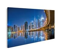 islandburner Quadro su Tela Business bay Dubai Edifici Illuminati di Notte Quadri Stampe Immagini Murale Decorazione da Parete