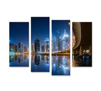 islandburner Quadro su tela Business Bay Dubai Edifici illuminati di notte Quadri Stampe Immagini Murale Decorazione da parete
