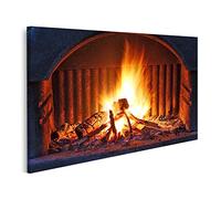 islandburner Quadro su tela Camino con il fuoco nella notte scatto all'aperto Quadri Stampe x soggiorno