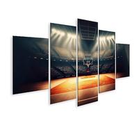 islandburner Quadro su Tela Campo da Basket Illuminato Grande Stadio Molti Tifosi Campo da Basket Illuminato JDFX Quadri Stampe Immagini Murale Decorazione da Parete