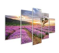 islandburner Quadro su tela Campo di lavanda Alba Immagini Murale Poster