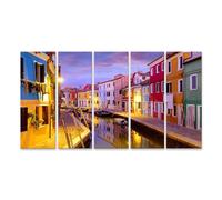 islandburner Quadro su tela Case colorate sul canale al crepuscolo in strada pittoresca immagini murali poster