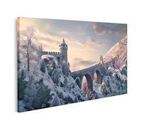 islandburner Quadro su Tela Castello Ponte Montagne Inverno innevato cittadella Strada fiaba Paesaggio vecch IYFN Quadri Stampe Immagini Murale Decorazione da Parete