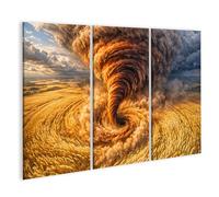 islandburner Quadro su tela ciclone drammatico sui campi d'oro - 3 pezzi