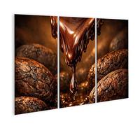 islandburner Quadro su tela Cioccolato seducente sui biscotti Murale per intenditori - 3 pezzi