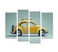 islandburner Quadro su tela, classico con barre portatutto giallo, per soggiorno, appassionati di auto, officina, auto