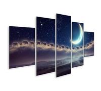 islandburner Quadro su tela con elefanti magici e fiabe, decorazione da parete per camera da letto, sogno per gli amanti della fantasia, 5 pezzi