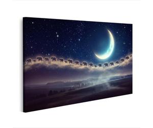 islandburner Quadro su tela con elefanti magici e fiabe, decorazione da parete per camera da letto, sogno per gli amanti della fantasia, edizione T1