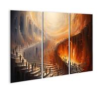 islandburner Quadro su tela con luci per scale Gioco di ombre e colori, 130 x 80 cm, 3 pezzi