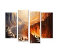 islandburner Quadro su tela con luci per scale, gioco di ombre e colori, 130 x 80 cm, 4 pezzi