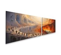 islandburner Quadro su tela con luci per scale, gioco di ombre e colori, 160 x 40 cm, 2 pezzi