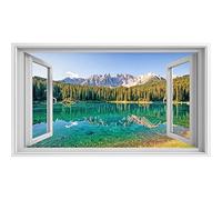 islandburner Quadro su tela con vista sulla finestra del lago Karsee nelle Dolomiti in Italia Alto Adige