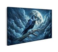 islandburner Quadro su tela corvo al chiaro di luna su un ramo di notte immagini murali poster