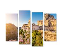 islandburner Quadro su tela di Natale in città storica sul bordo roccioso immagini murali poster