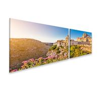 islandburner Quadro su tela di Natale in città storica sul bordo roccioso immagini murali poster