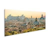 islandburner Quadro su tela di Roma Panorama al tramonto, 120 x 40 cm