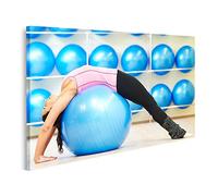 islandburner Quadro su Tela Donna Che Fa Stretching sulla Palla da Fitness Durante Esercizi di Pilates in Un GBVU Quadri Stampe Immagini Murale Decorazione da Parete