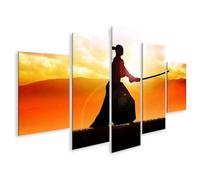 islandburner Quadro su tela Drammatico Samurai Silhouette al tramonto - 5 pezzi