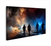 islandburner Quadro su tela drammatico vigili del fuoco silhouette murale ufficio per eroi della vita quotidiana - edizione W2