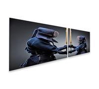 islandburner Quadro su tela due Kendo Kaempfer in duello con spade di bambù, 160 x 40 cm