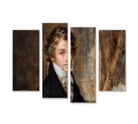 islandburner Quadro su tela Elegante murale di un ritratto storico con cembalo - 4 pezzi