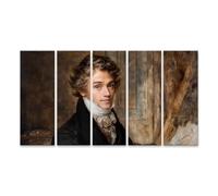 islandburner Quadro su tela elegante murale di un ritratto storico con cembalo - 5 pezzi XXL